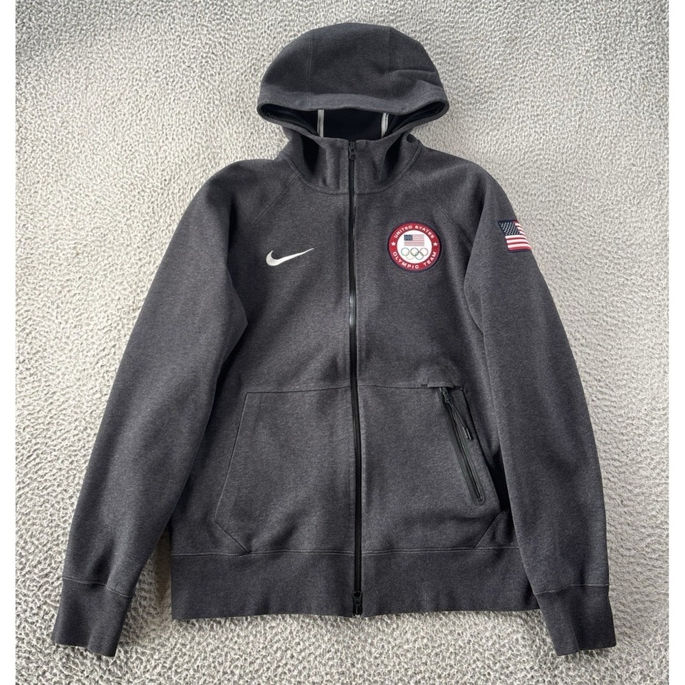 Nike 2012 USA‎ Olympic Tech Fleece Windrunner Hoodie Mens Medium Gray 488445 032